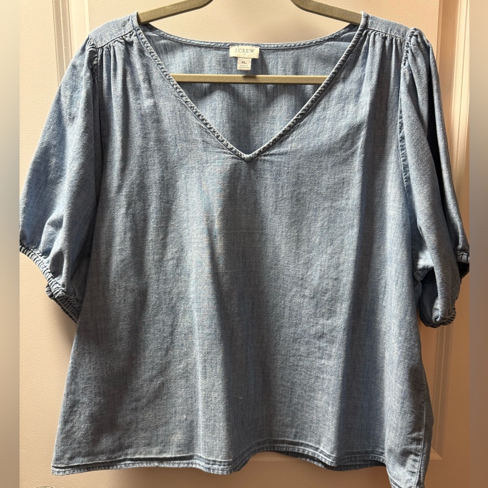 J. Crew Chambray Boxy Blouse with Relaxed Fit